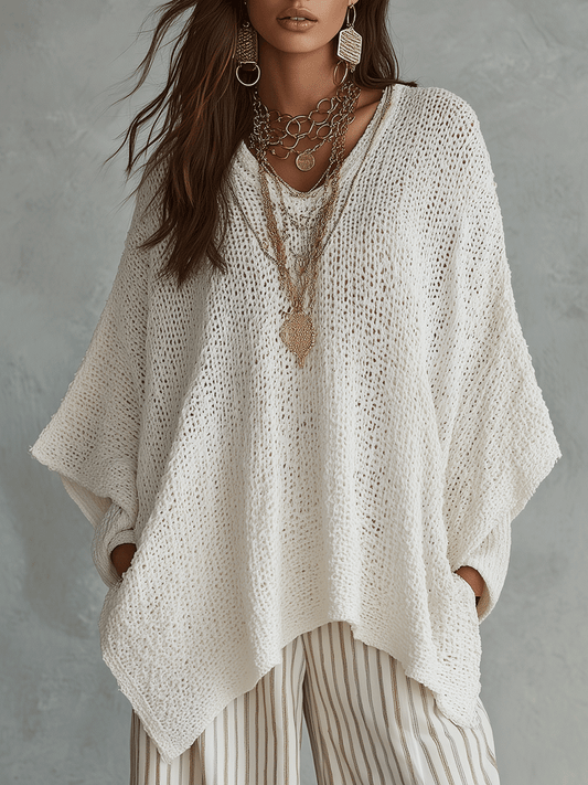 Jersey Boho de Punto en Tono Neutro – Suave y Relajado